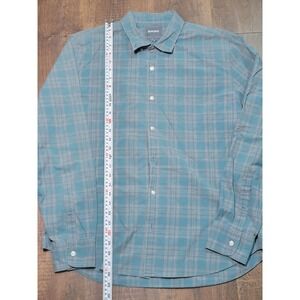 Bonobos Slim Fit Plaid Button Down Shirt Mens XL Teal Grey Long Sleeve Cotton